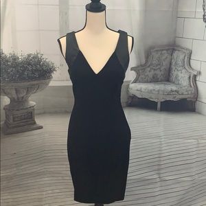 NWOT Guess black dress with faux leather trim